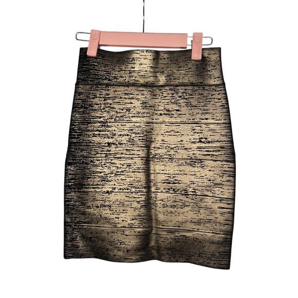 BCBGMaxAzria Womens Metallic Gold & Black Patterned Skirt S - Picture 5 of 9